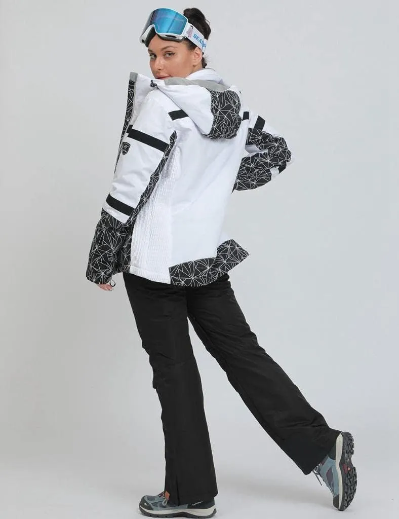 GS SNOWING Women's Ski Jackets and Pants Set Windproof Waterproof Insulated Snowsuit Winter Warm Snowboarding Snow Coat