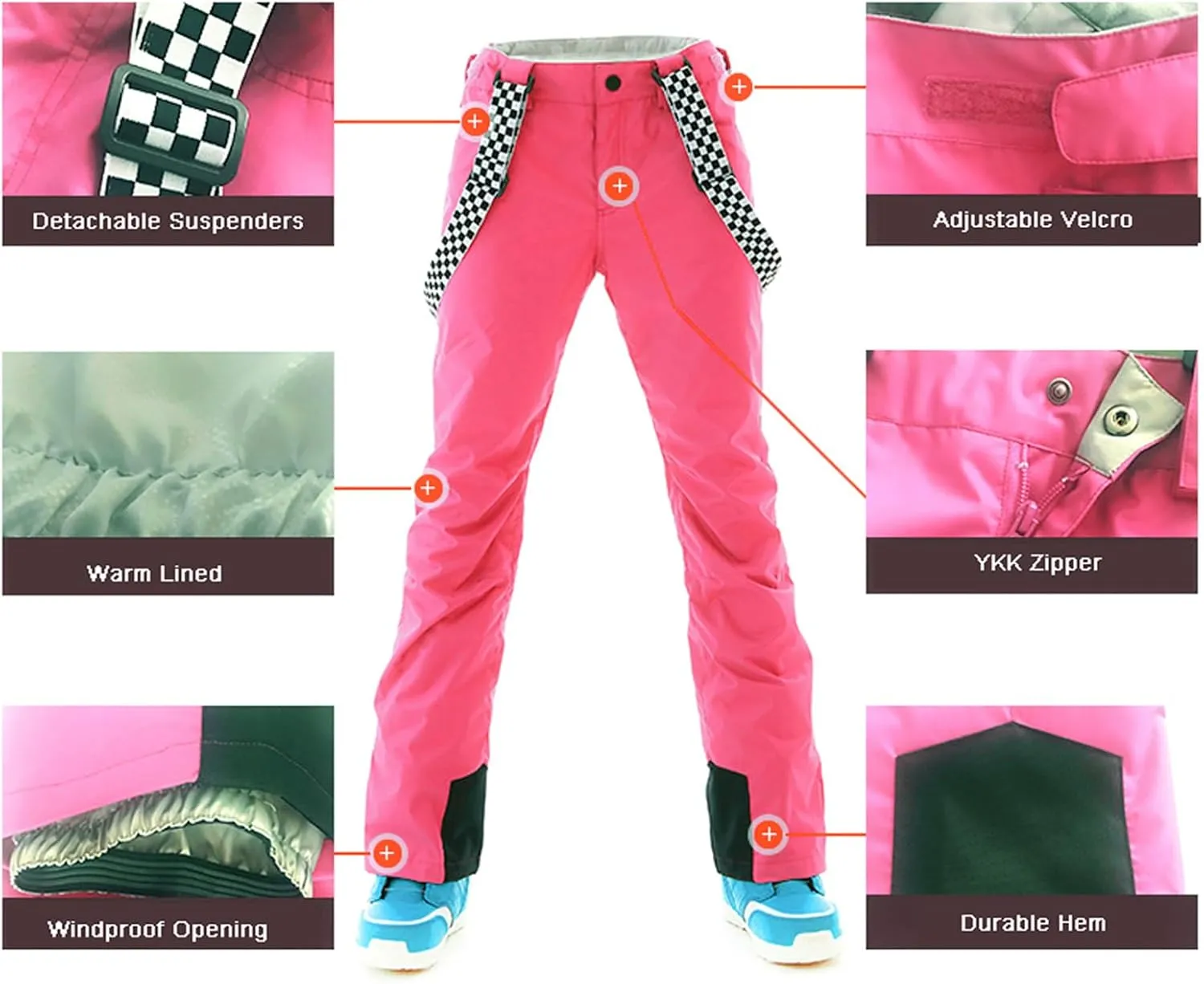 GS SNOWING Women's Ski Jackets and Pants Set Windproof Waterproof Insulated Snowsuit Winter Warm Snowboarding Snow Coat