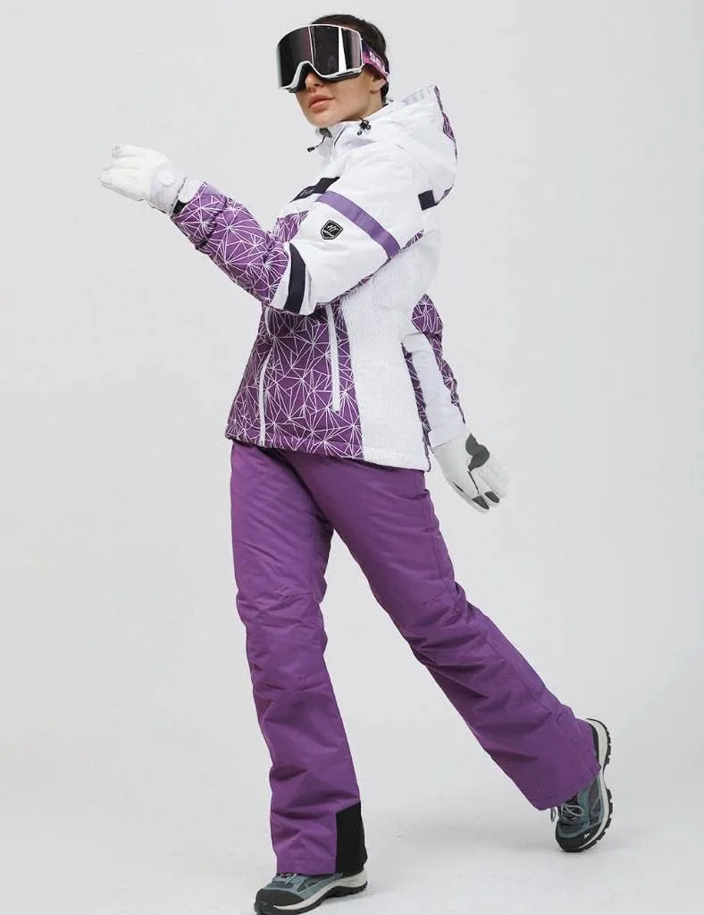 GS SNOWING Women's Ski Jackets and Pants Set Windproof Waterproof Insulated Snowsuit Winter Warm Snowboarding Snow Coat