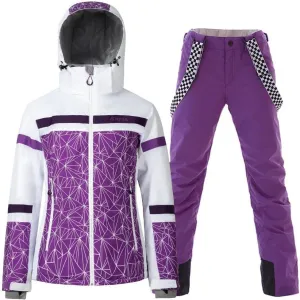 GS SNOWING Women's Ski Jackets and Pants Set Windproof Waterproof Insulated Snowsuit Winter Warm Snowboarding Snow Coat