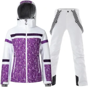 GS SNOWING Women's Ski Jackets and Pants Set Windproof Waterproof Insulated Snowsuit Winter Warm Snowboarding Snow Coat