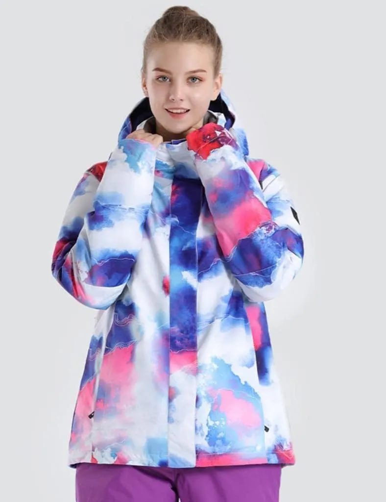 GS SNOWING Women's Ski Jackets Snowboard Coats Windproof Waterproof Insulated Warm Winter Mountain Hooded Jacket with Belt