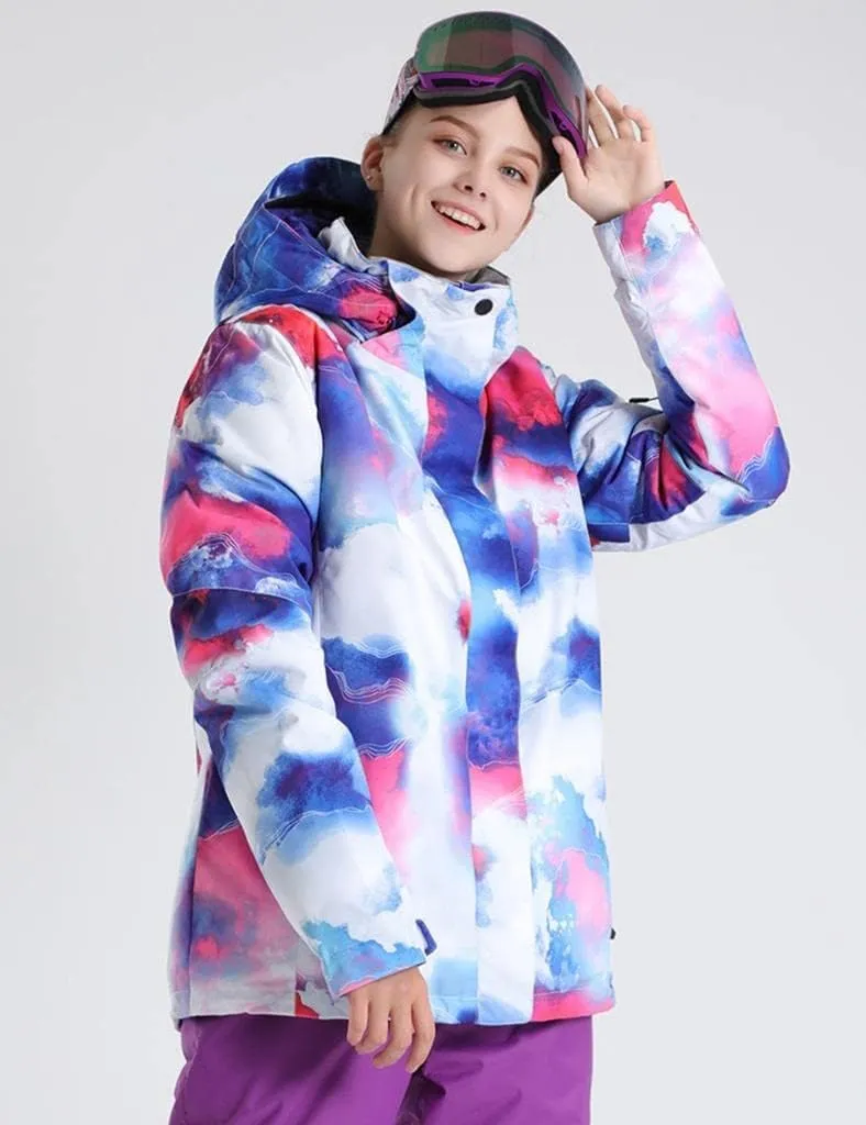 GS SNOWING Women's Ski Jackets Snowboard Coats Windproof Waterproof Insulated Warm Winter Mountain Hooded Jacket with Belt