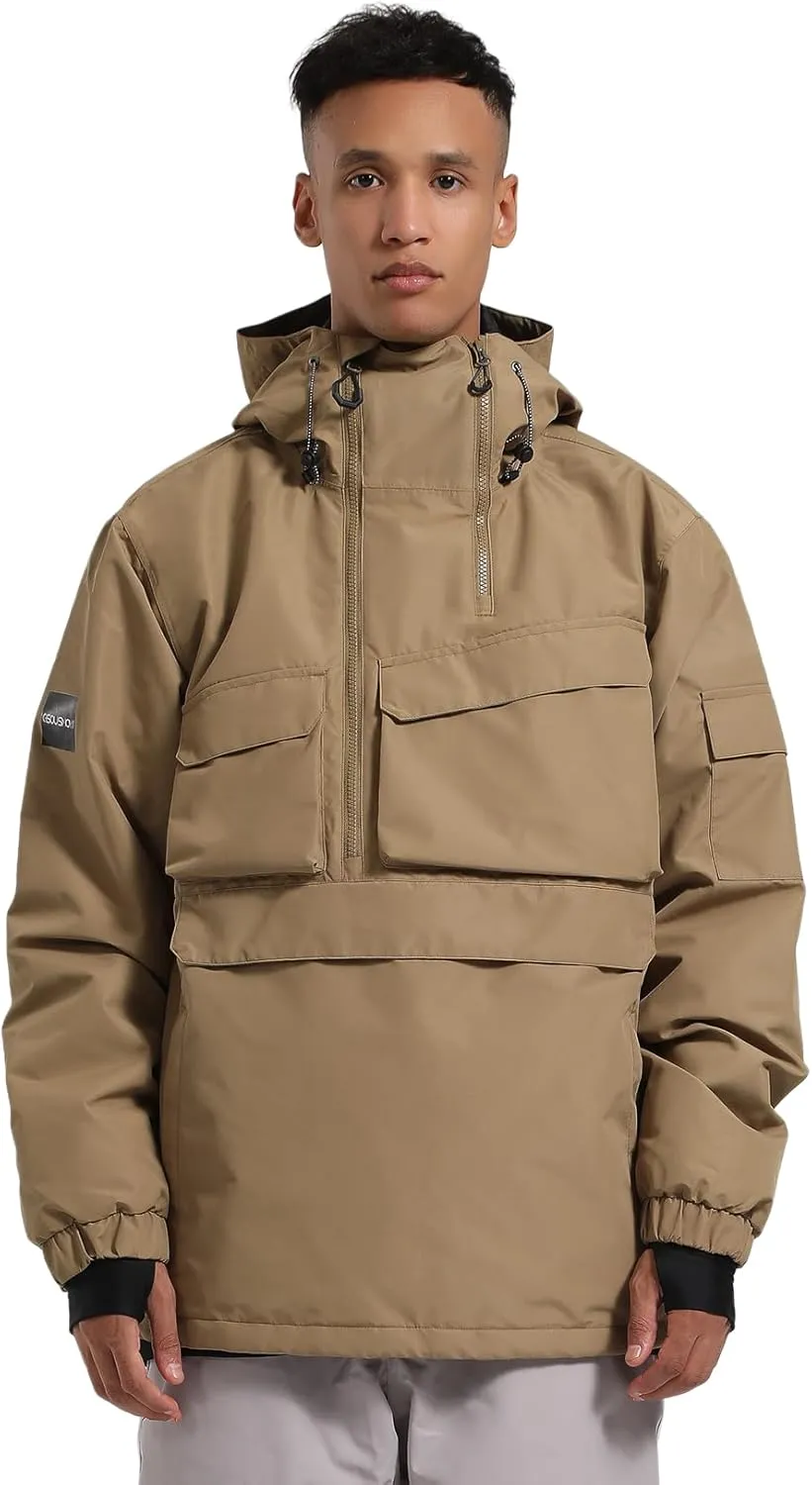 GSOU SNOW Men Ski Jacket Snowboard Coat Snow Pullover Hooded Winter Outdoor Sports Waterproof Windproof