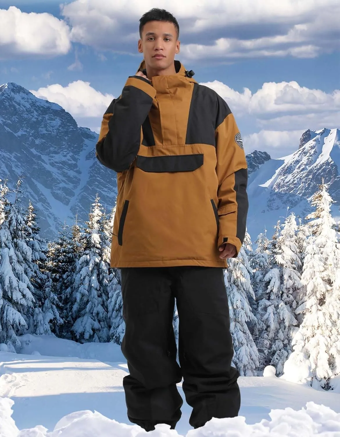 GSOU SNOW Men Ski Jacket Snowboard Snow Coat Warm Winter Waterproof Mountain Hooded
