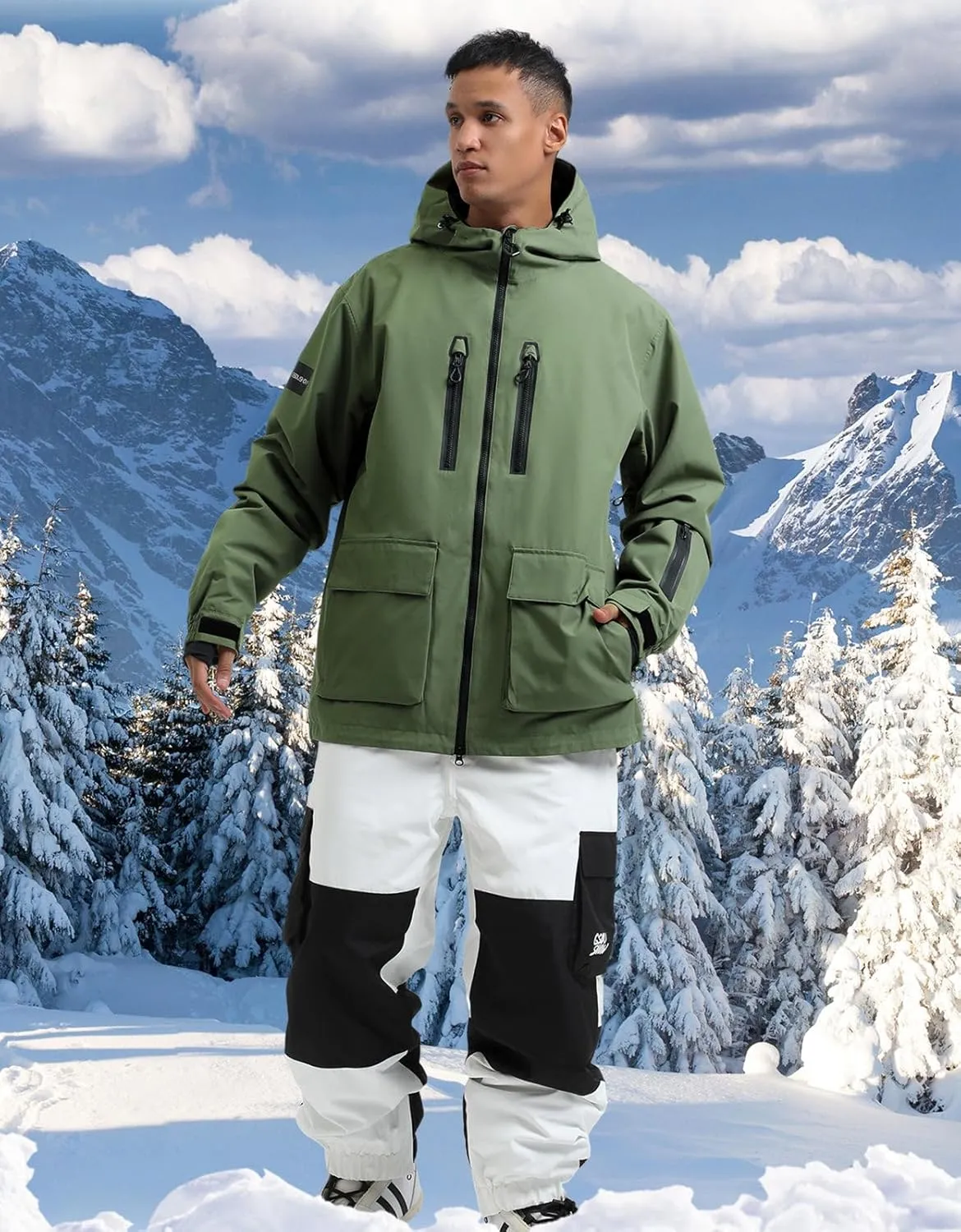 GSOU SNOW Men's Ski Jacket Snowboard Snow Coat Waterproof Windproof Insulated Winter Mountain Outdoor Sports Hooded Warm
