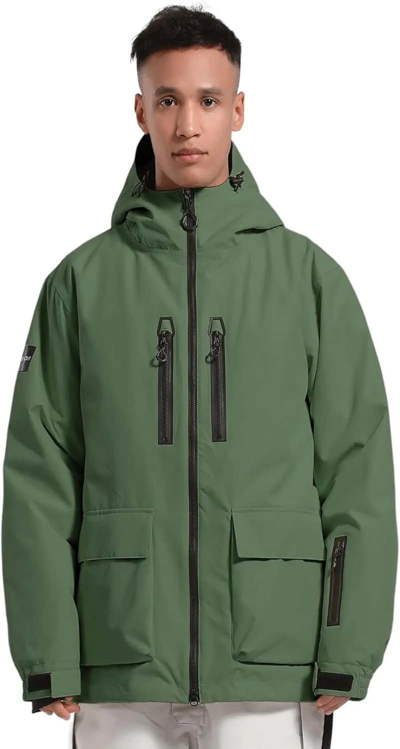 GSOU SNOW Men's Ski Jacket Snowboard Snow Coat Waterproof Windproof Insulated Winter Mountain Outdoor Sports Hooded Warm