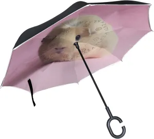 Guinea Pig Pink Funny Reverse Inverted Inside Out Umbrella Cars Unigue Windproof UV Proof Double Layer for Women