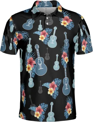 Guitar Polo Golf Shirts for Men Women - Music Instrument Mens Polo Shirts Short Sleeve Mens Polo Shirts Dry Fit Serie 47