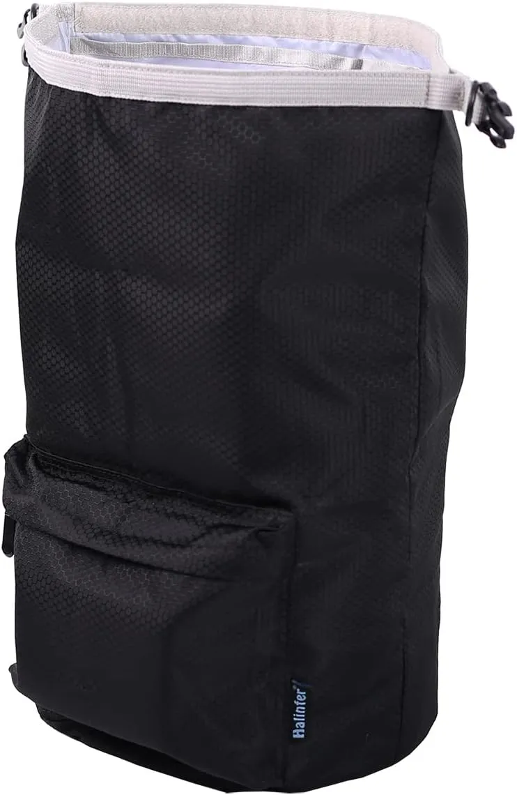 halinfer Dog Food Travel Container, Dog Food Travel Bag, Kibble Carrier 42 Cups 10L with Storage Front Pocket and Shoulder Strap for Travel, Hiking and Camping (Black)