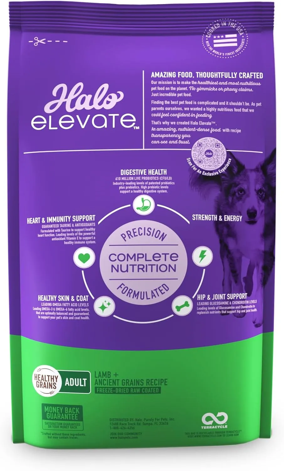HALO Elevate Dog Food Lamb Recipe, Healthy Grains Dry Dog Food, Kibble for Adult Dogs, 3.5 lb Bag