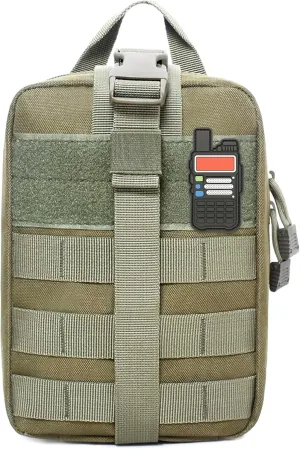Ham Radio Go Bag in Green Color with Tear-Away Hook and Loop Back - Molle Compatible, Multi-Pocket Design for Radios, Cables, and Gear. Radio Bug Out Bag works as a Survival Radio Kit