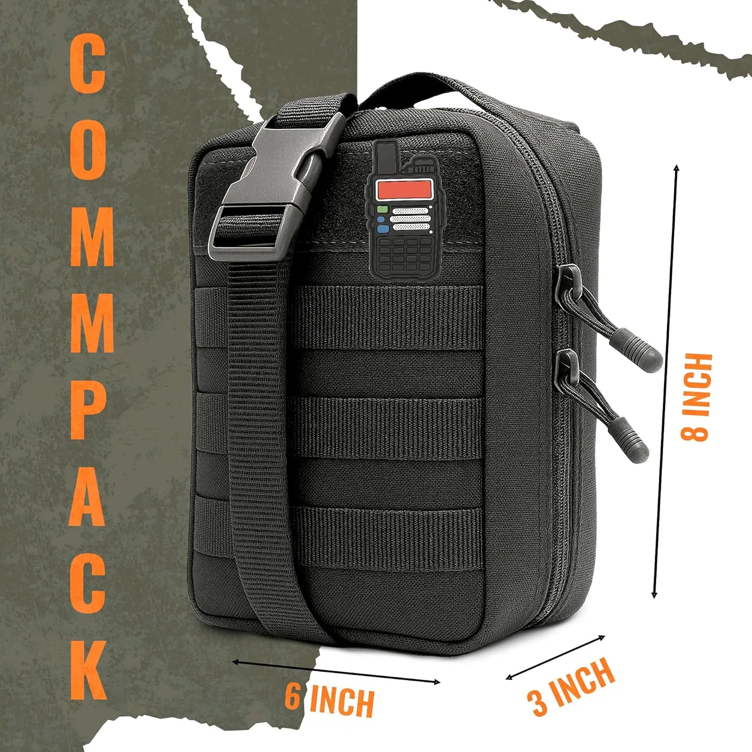 Ham Radio Go Bag with Tear-Away Hook and Loop Back - Molle Compatible, Multi-Pocket Design for Radios, Cables, and Gear - Great for Radio Bugout Bag and Survival Kit