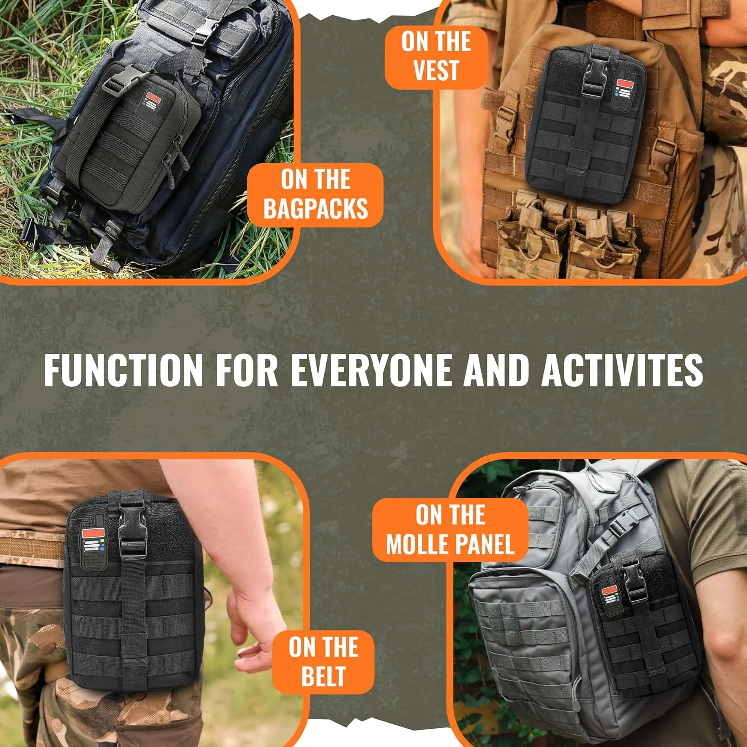 Ham Radio Go Bag with Tear-Away Hook and Loop Back - Molle Compatible, Multi-Pocket Design for Radios, Cables, and Gear - Great for Radio Bugout Bag and Survival Kit