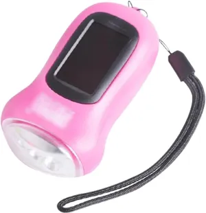 Hand Crank Solar Flashlight, Outdoor Solar Powered Flashlight, Mini Portable Hand Crank Flashlight, 3 LED Emergency Lighting Flashlight, Handheld Survival Flashlight(Pink Color,3pcs)