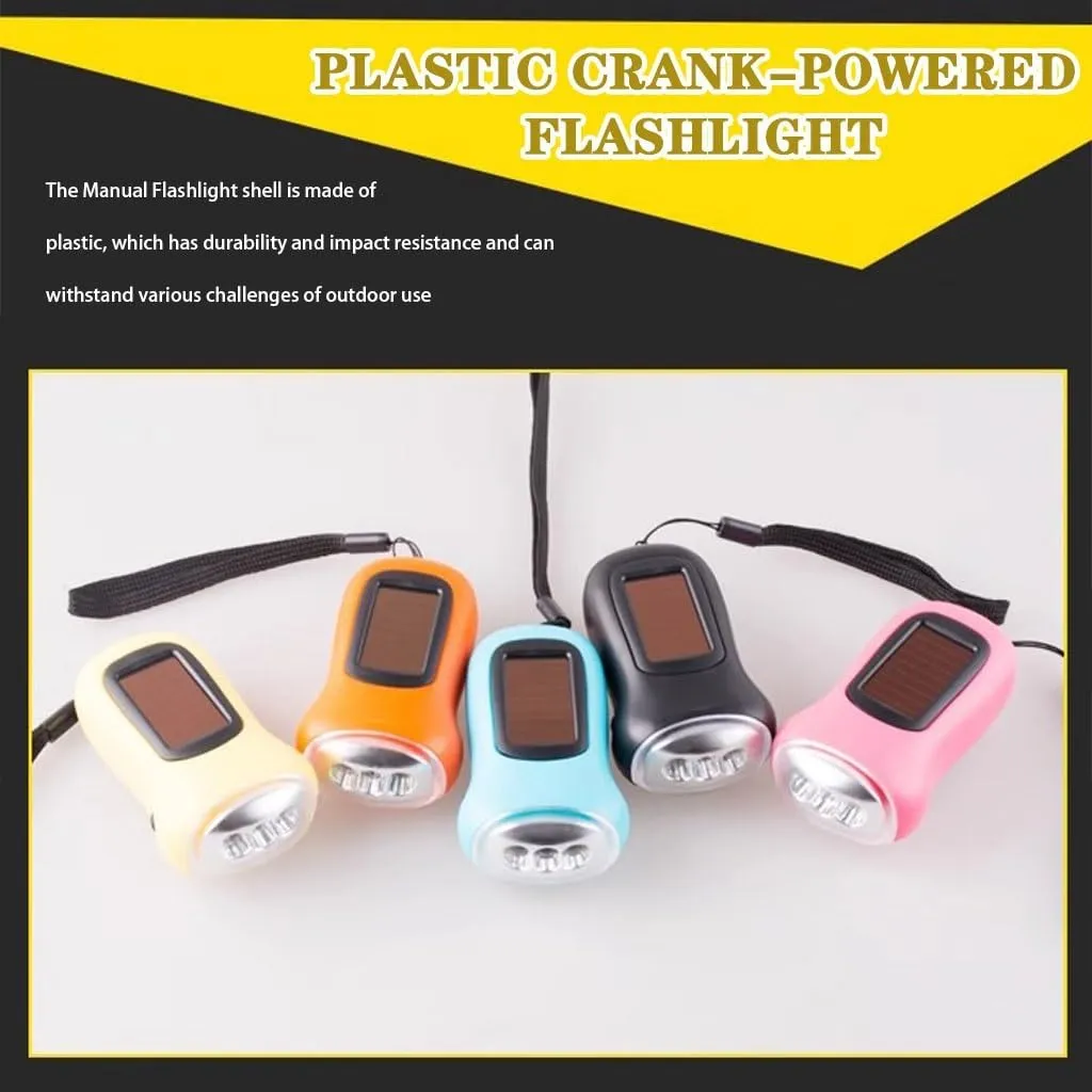 Hand Crank Solar Flashlight, Outdoor Solar Powered Flashlight, Mini Portable Hand Crank Flashlight, 3 LED Emergency Lighting Flashlight, Handheld Survival Flashlight(Pink Color,3pcs)