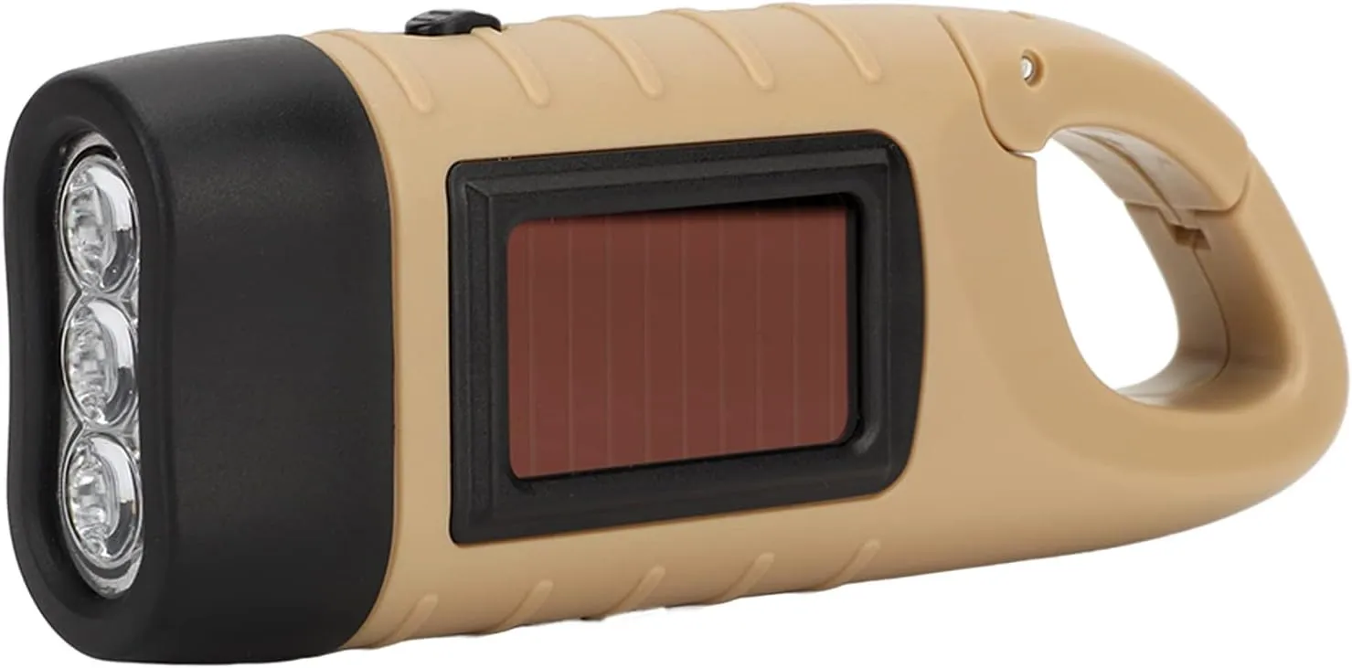 Hand Crank Solar Powered Flashlight Emergency Rechargeable LED Flashlight Self Powered Charging Torch Survival Gear