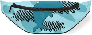 Hand Painted Dolphin Fanny Pack for Women Men Waist Pack Crossbody Bag with Adjustable Belt for Travel Hiking Running Cycling Festivals