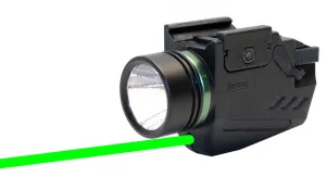 Handgun flashlight with green laser combo 300 lumens polymer body black for Glock 37.