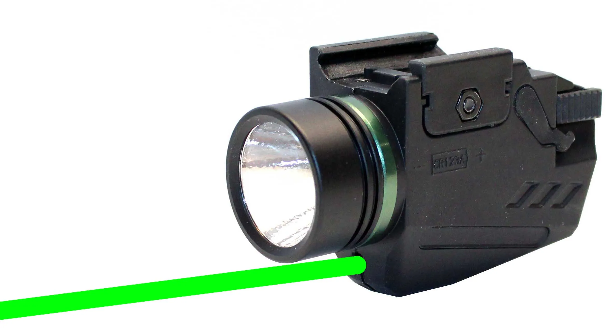 Handgun flashlight with green laser combo 300 lumens polymer body black for Glock 37.