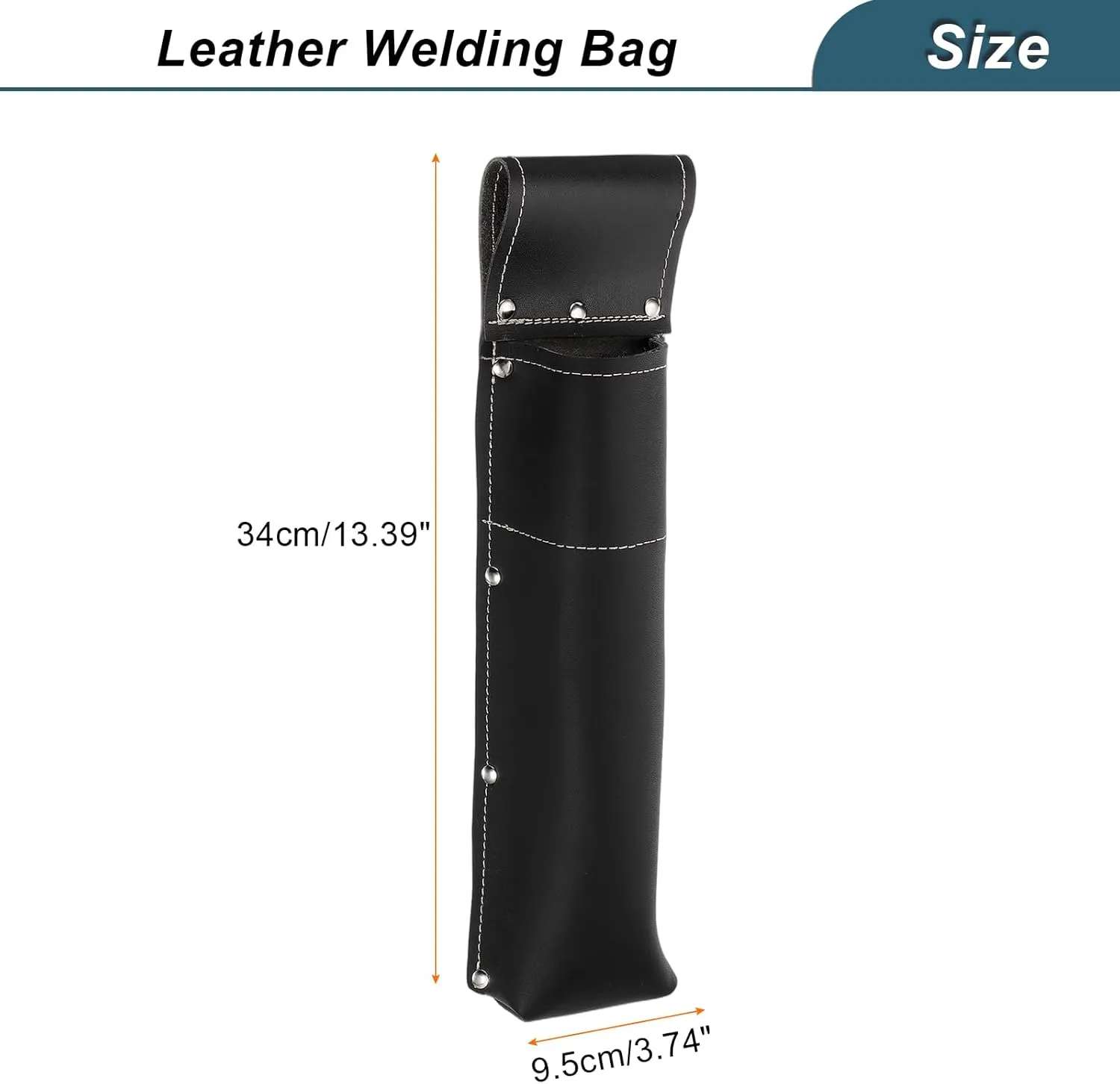 HARFINGTON Welding Rod Pouch 13.39" x 3.74" x 11.02" Leather Electrode Holder Welding Rod Electrode Waist Bag with Rivets Reinforced for Storage Welding Tools, Black