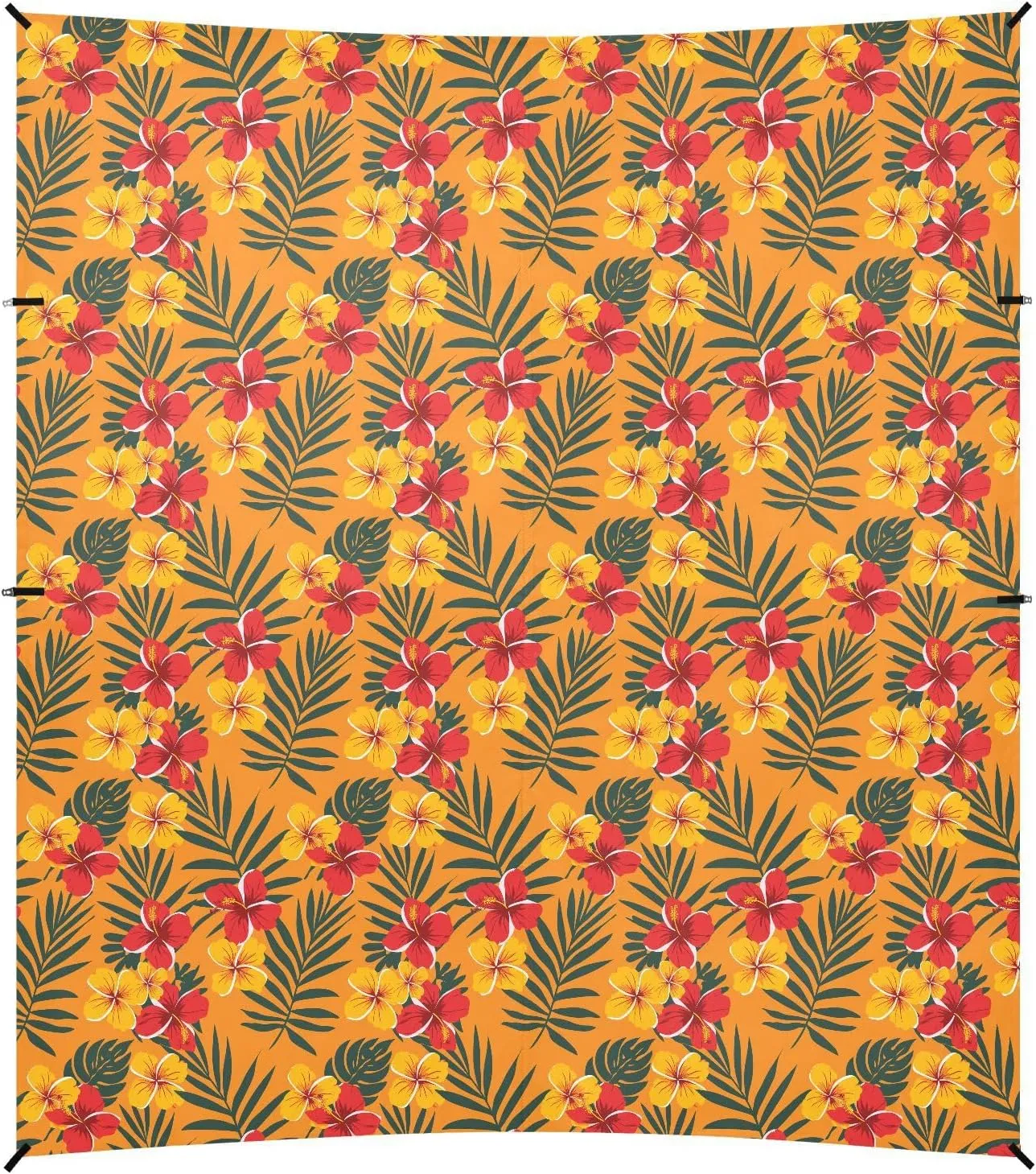 Hawaiian Flower Tropical Style Foldable Beach Tent UPF50  Water-Resistant Sun Shelter with Sand Shovel for Family Trips, Picnics & Camping