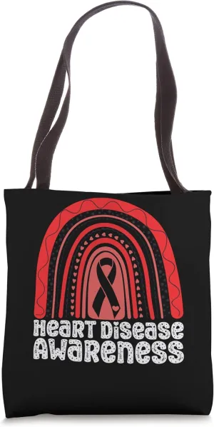 Heart Disease Awareness Red Ribbon Heart Attack Survivor Tote Bag