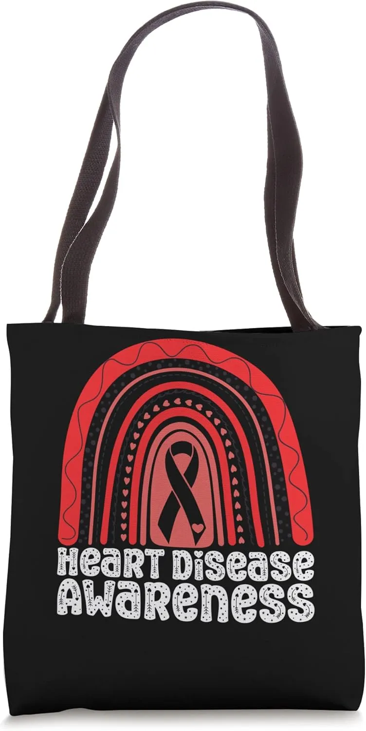 Heart Disease Awareness Red Ribbon Heart Attack Survivor Tote Bag