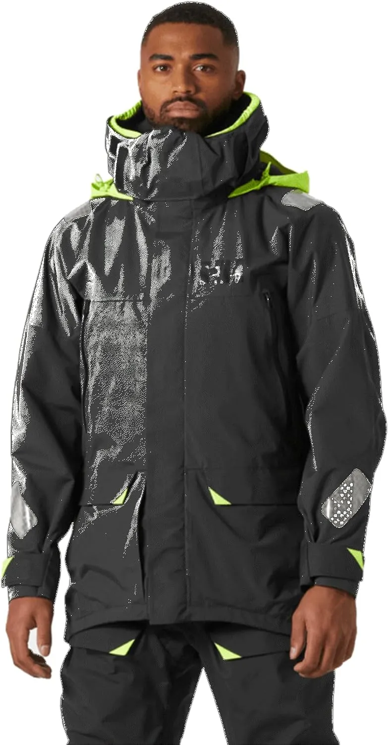 Helly-Hansen Skagen Waterproof Jackets for Men Featuring Windproof Sailing Fabric and Packable Neon Yellow Hood