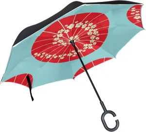 hengpai Japanese Umbrella Reverse Inverted Inside Out Umbrella Cars Unigue Windproof UV Proof Double Layer for Women