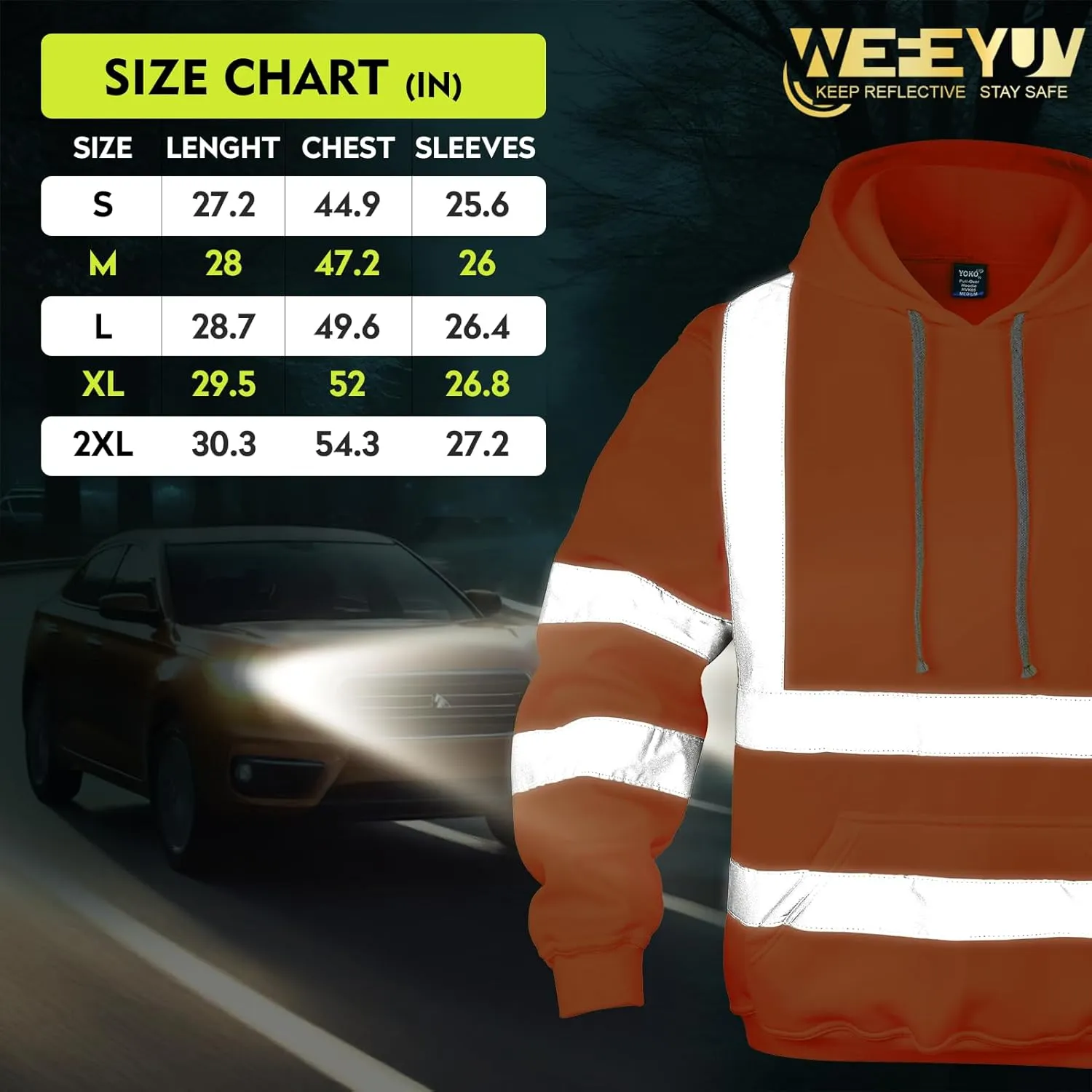 Hi Vis Men's Solid Color Reflective Visibility Sweatshirts Pullover