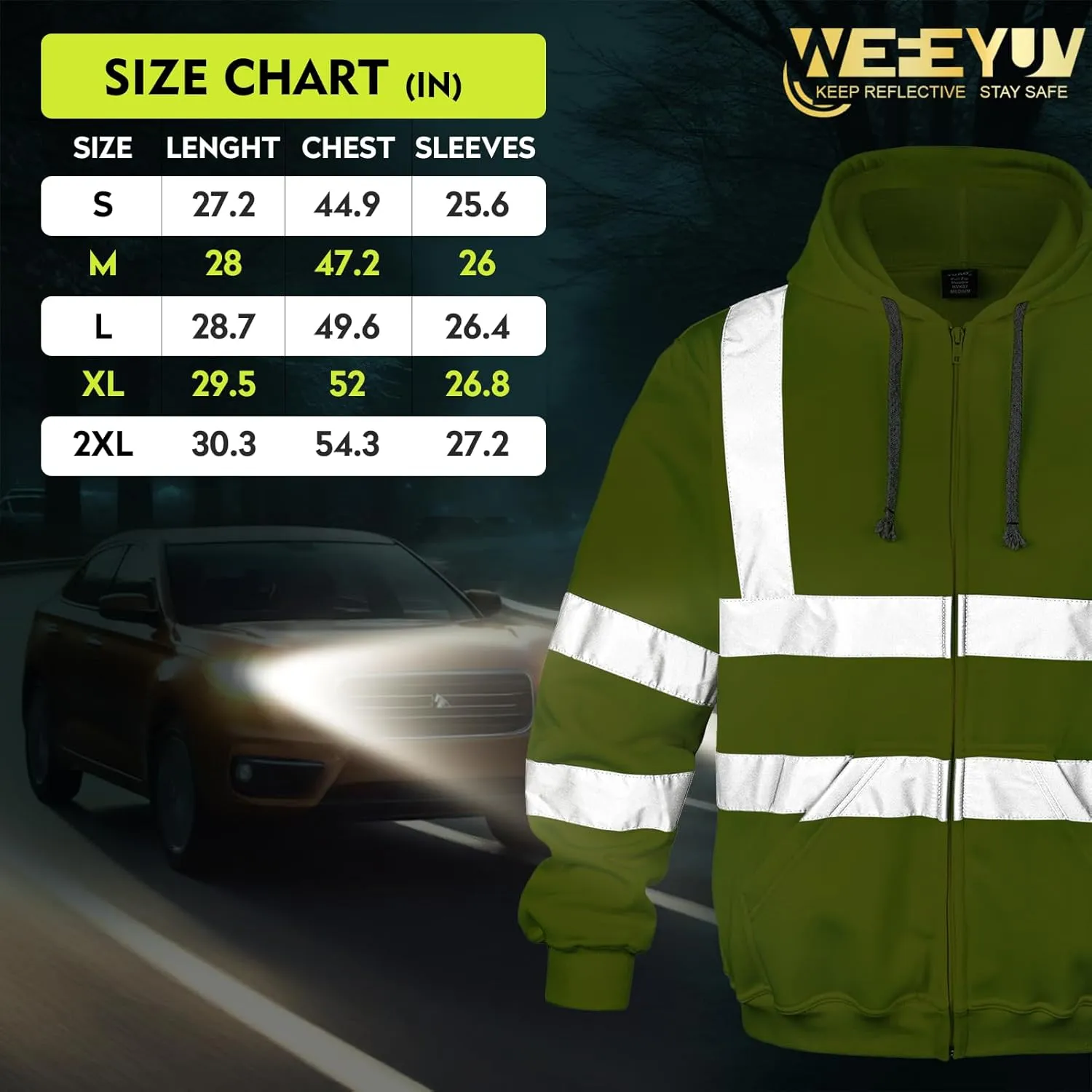 Hi Vis Men's Solid Color Reflective Visibility Sweatshirts Pullover