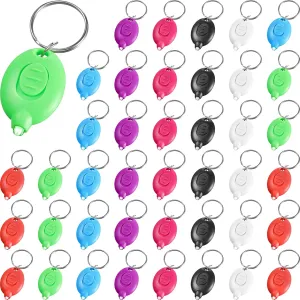 Hicarer 42 Pcs Mini Keychain LED Flashlight Badge Lights for Nurses Key Ring Light with White Beam