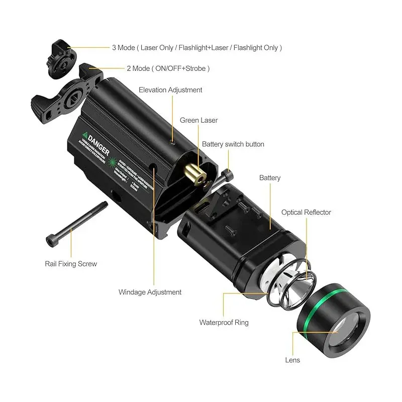 High Lumen Laser Flashlight Combo