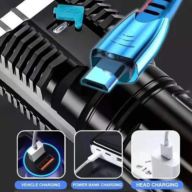 High Power LED Flashlights Camping Torch With 4 Lamp Beads And COB