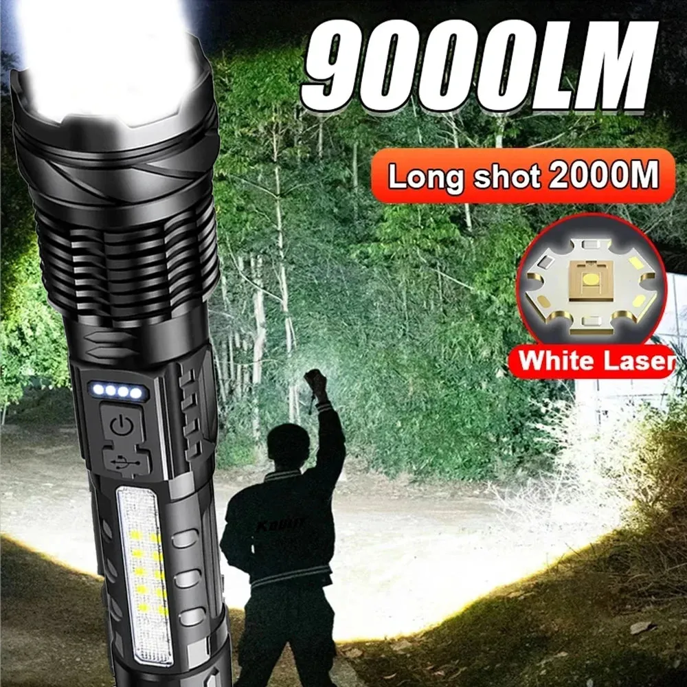 High Power LED Tactical Flashlight with Telescopic Zoom and USB Rechargeable Built-in Battery for Emergency and Camping
