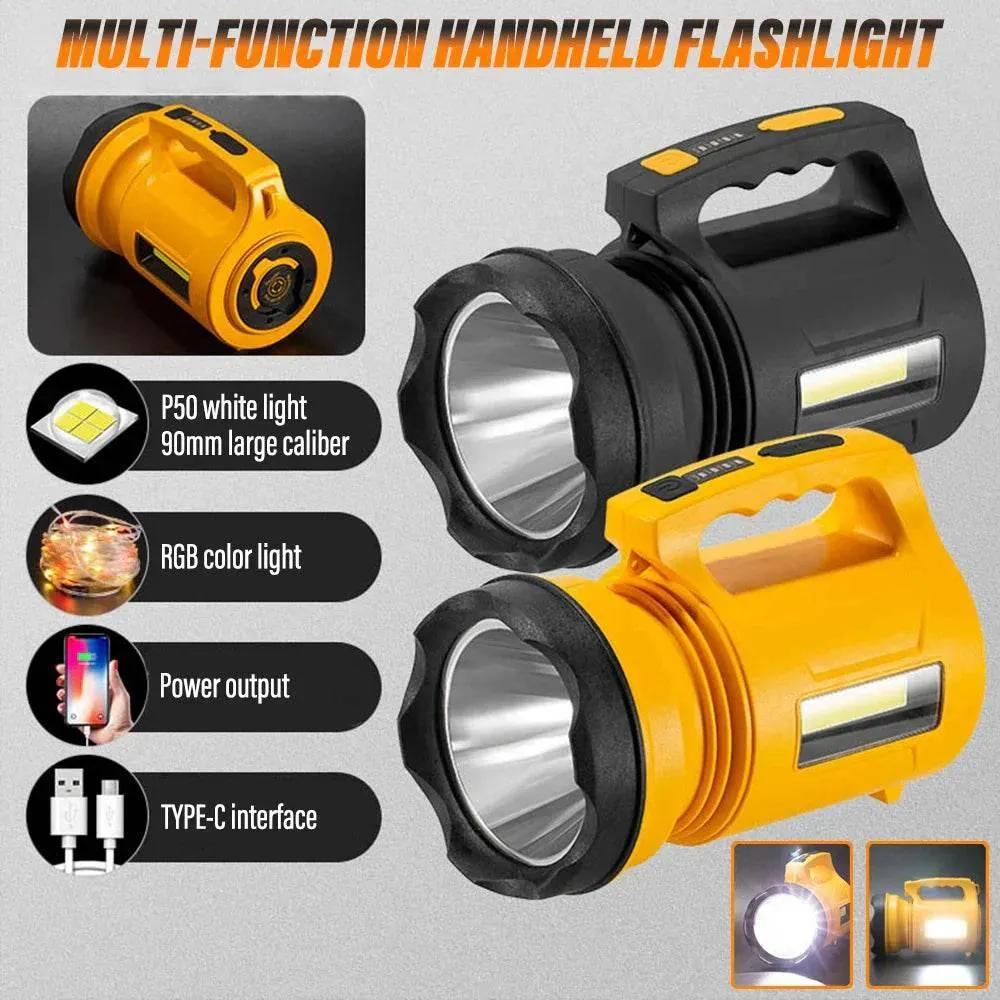 High Power Rechargeable LED Flashlight - Compact Multifunctional Outdoor Light