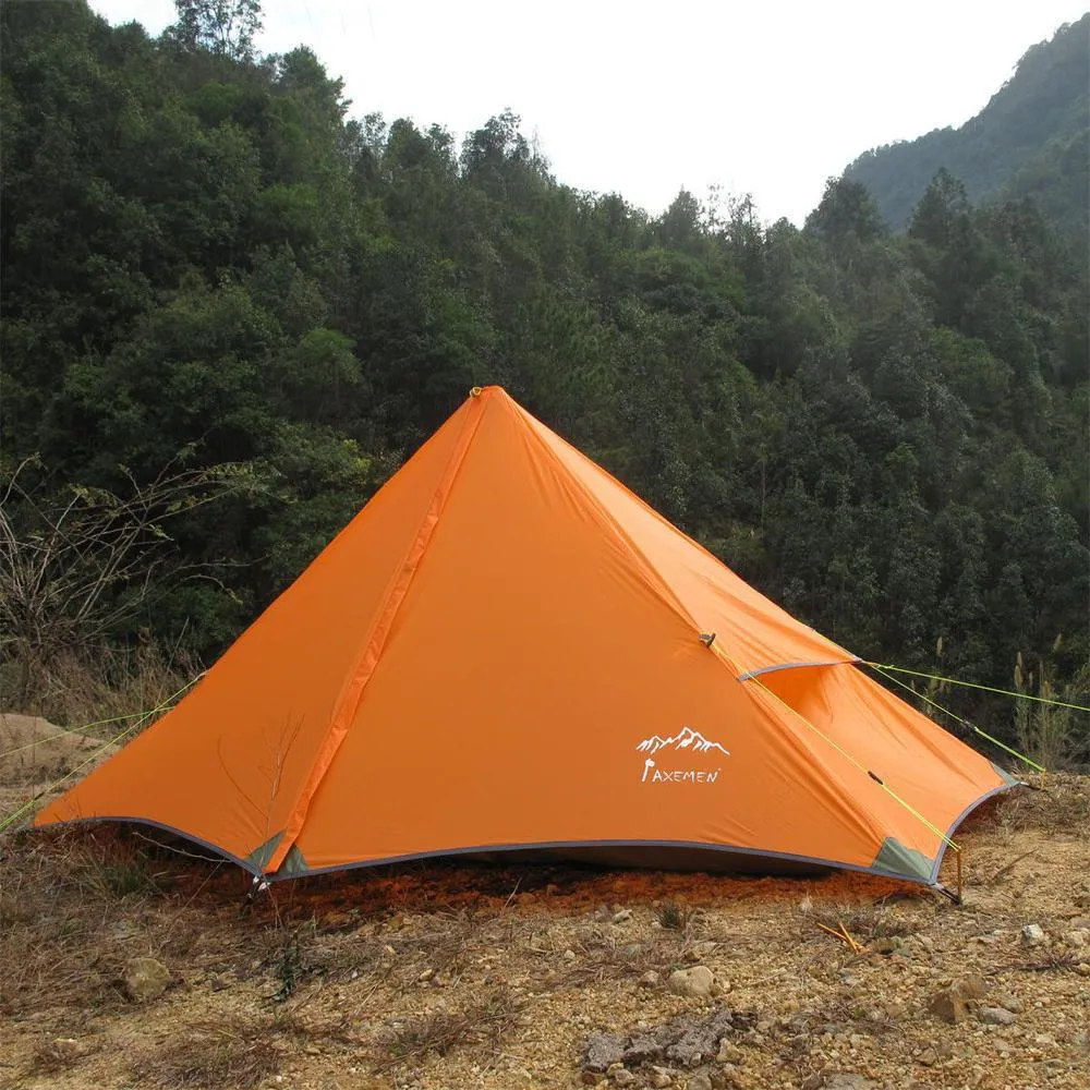 High-Quality Silicone 4 season Pyramid Single Cordless Lightweight Mountain Camping Tent