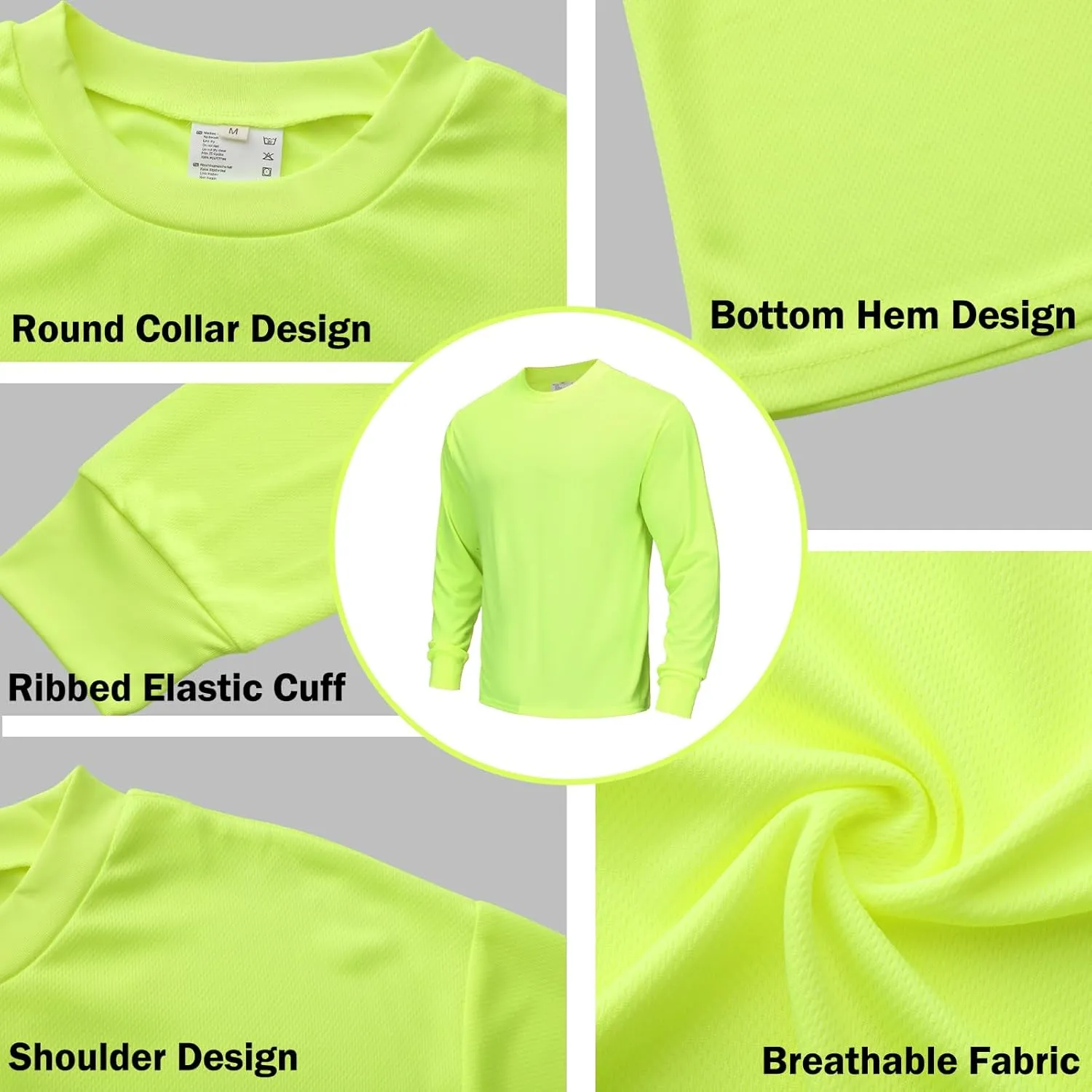 High Visibility Quick Dry Safety Shirt Hi Vis Breathable Mesh with Sun Protection Long Sleeve for Construction Work