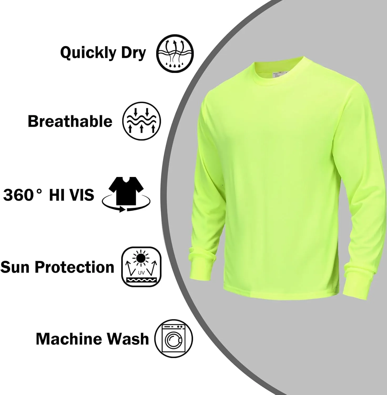 High Visibility Quick Dry Safety Shirt Hi Vis Breathable Mesh with Sun Protection Long Sleeve for Construction Work