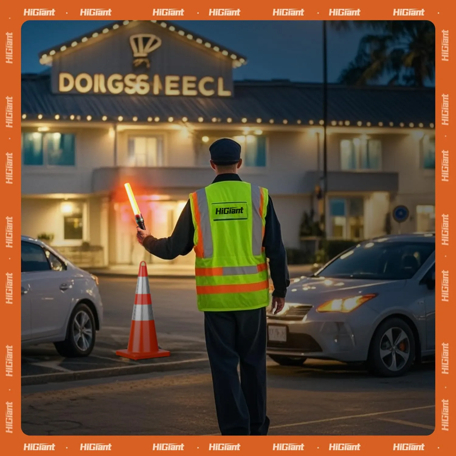 HiGiant 2 Pack 11 inches Traffic Wand, Traffic LED Flashlight with Three Flashing Modes, Orange Safety Signal Control Baton for Parking, Airport, Traffic Directing (Batteries Not Included)