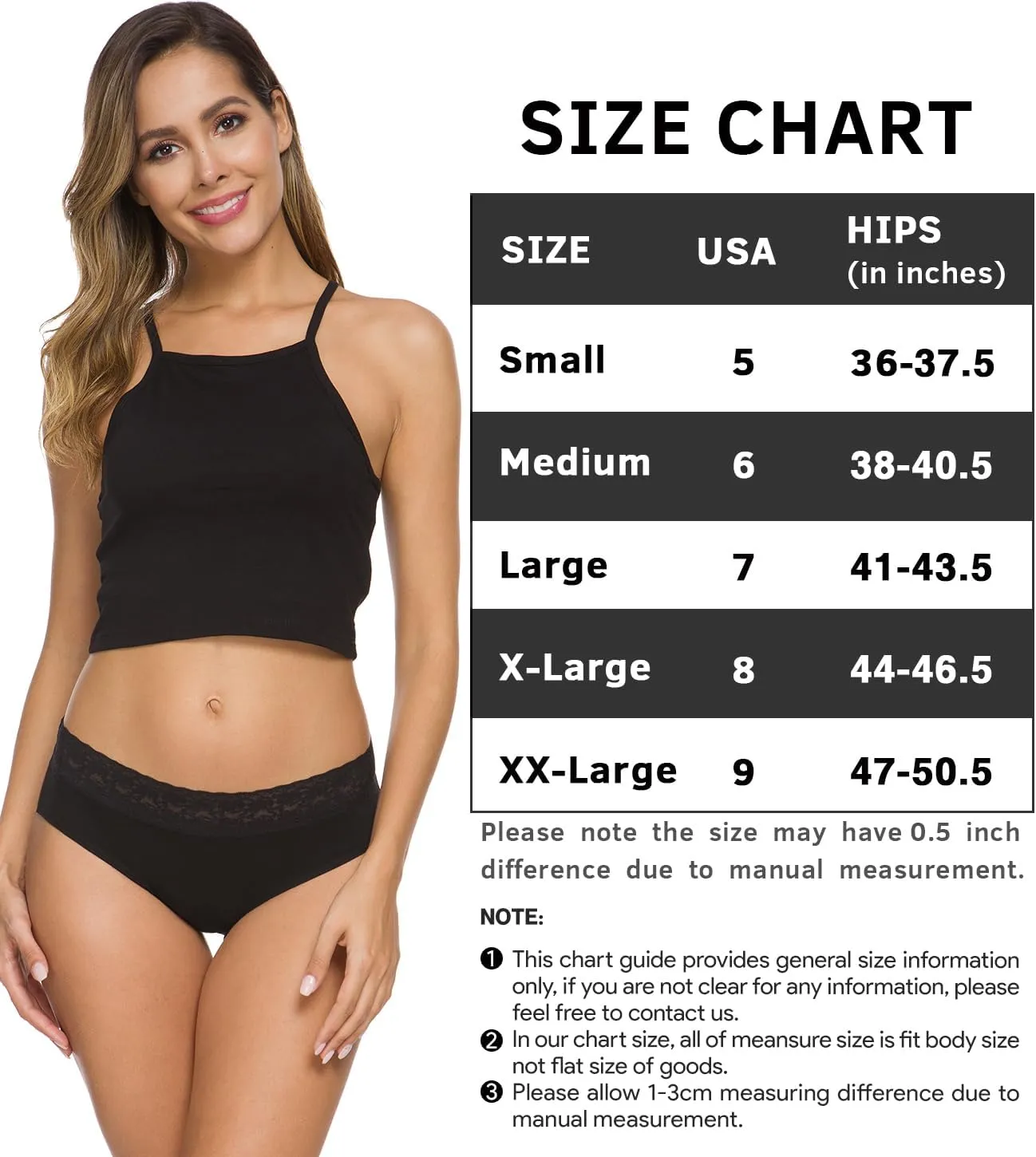 Hipster Panties for Women Underwear Lace Bikini Hip-huggers Panties 5 Pack(218S-Black)