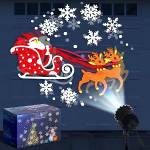Holiday Projector Light with 1 Film (4 Style) Slides LED Projector Lights Outdoor Reflectors Waterproof Landscape Decorative Lighting Projection Lamp for Party(Santa Claus)