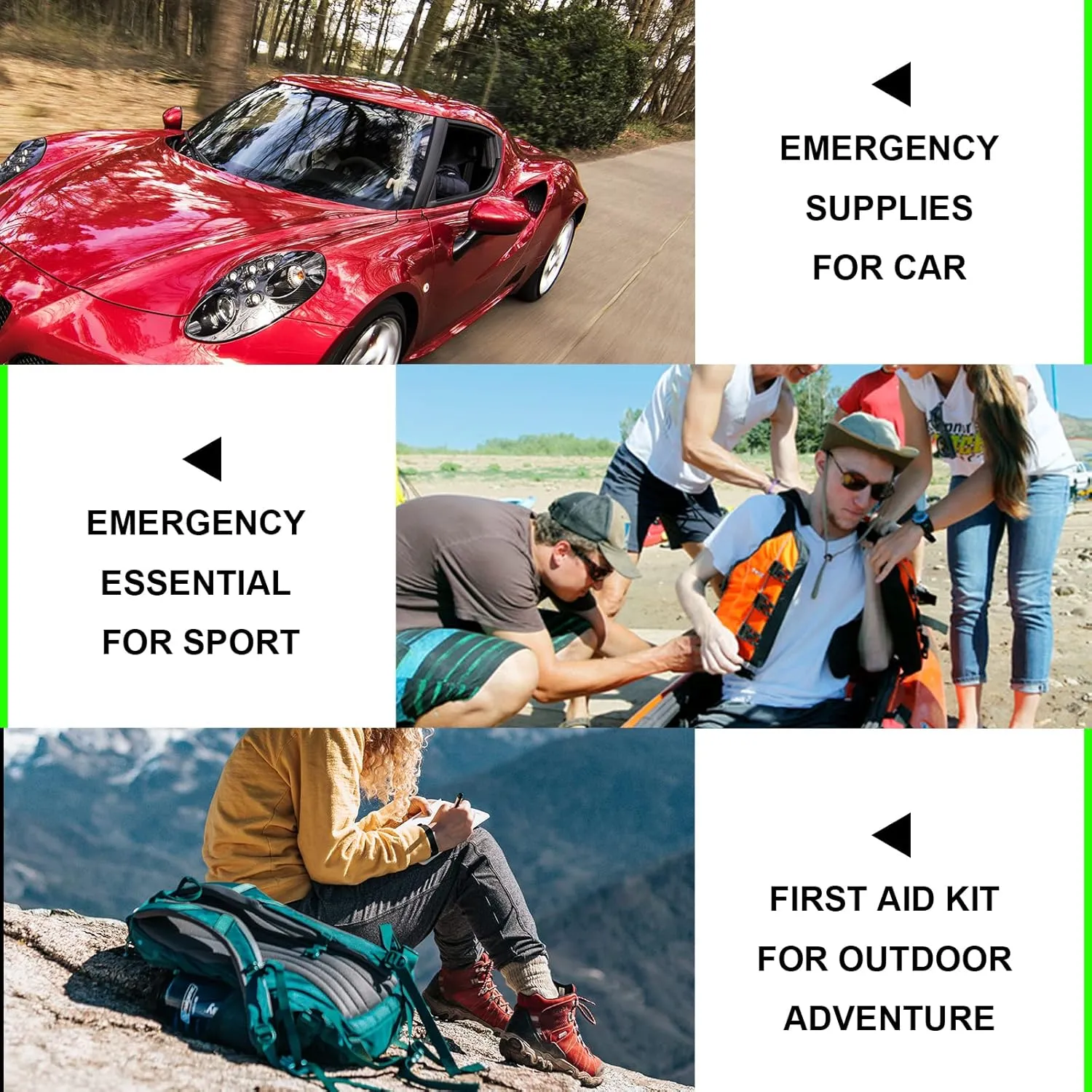 Home-Businesses First-Aid Emergency-Kit for Camping-Car - 300 Pcs Urgent Essential First Aid Kits Refill Supplies with Tourniquet Bandages for Workpalce Green 1st Aid
