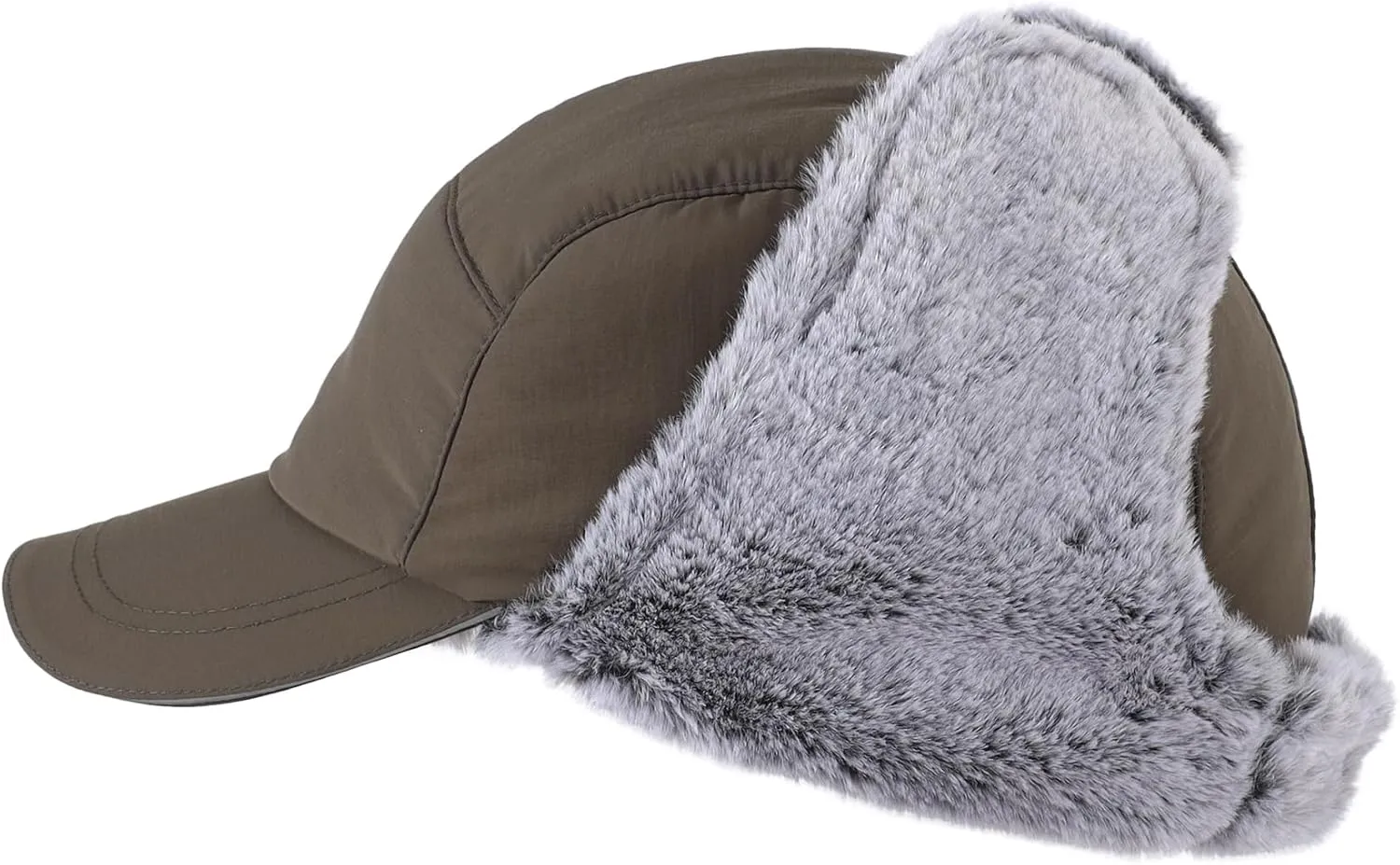 Home Prefer Faux Fur Trooper Trapper Hat for Men Warm Mens Winter Hat with Earflaps Ushanka Hunting Hat Reflective Brim