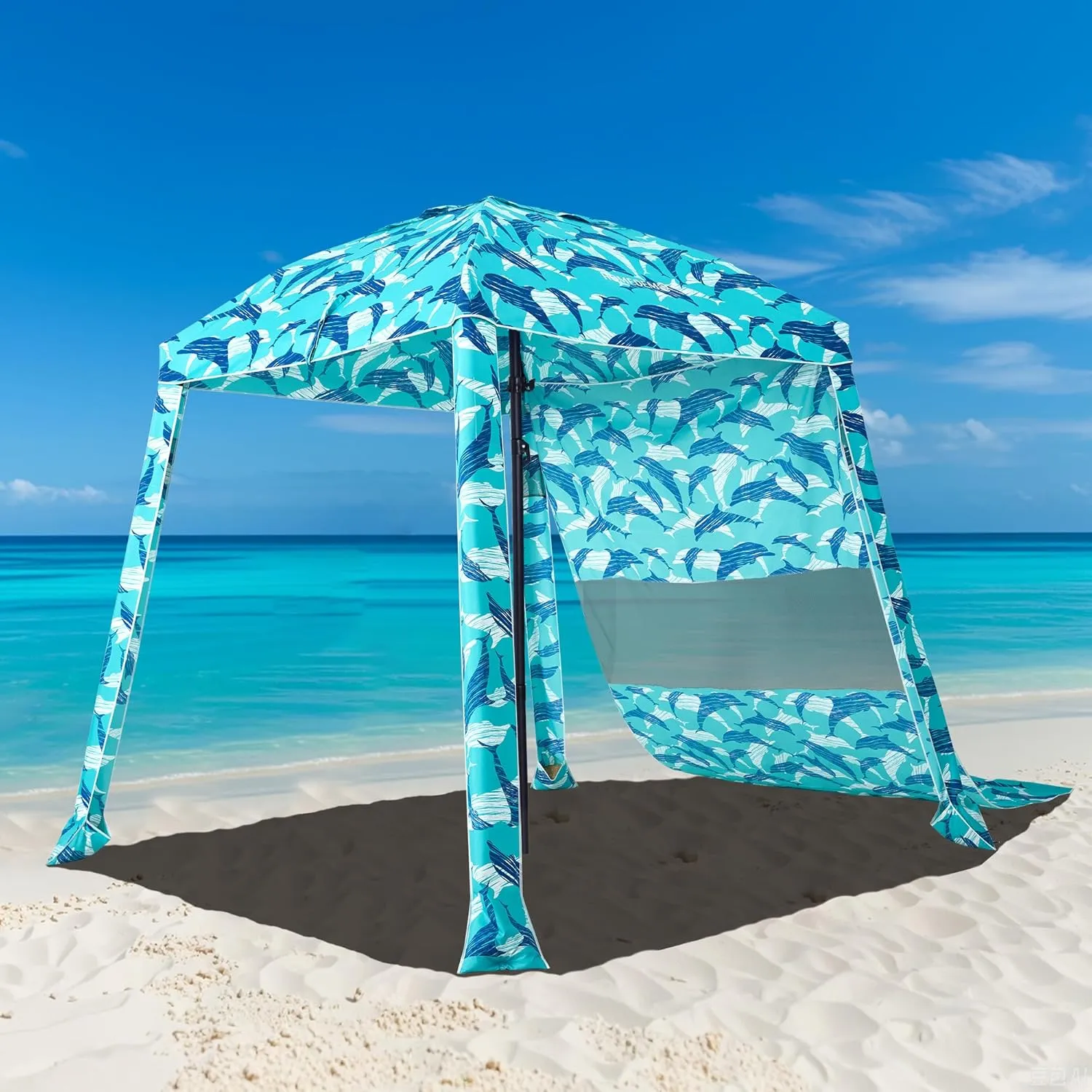 HOMEDEMO Beach Cabana UPF 50 , 6'×6' Beach Canopy, Easy Set up and Take Down, Cool Cabana Beach Tent with Sand Pockets, Side Wall Beach Shade Canopy Wind Waterproof for Kids, Family & Friends