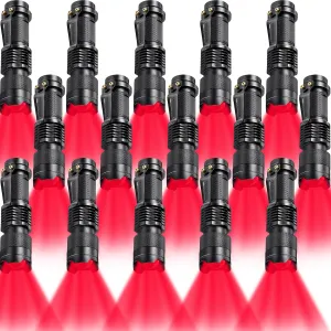 Honoson 3 Pieces Red Light Flashlight LED Single Mode Torch 1 Mode Scalable Red Lens Filter Flashlight for Night Astronomy Aviation Observation Beach Turtle Safe
