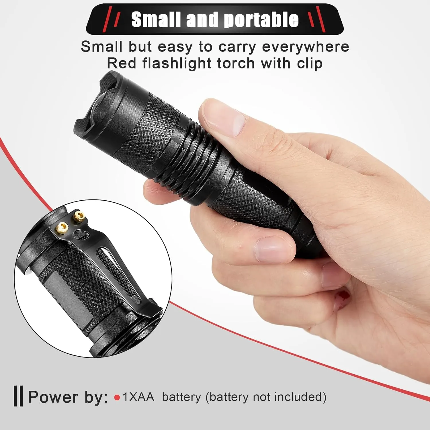 Honoson 3 Pieces Red Light Flashlight LED Single Mode Torch 1 Mode Scalable Red Lens Filter Flashlight for Night Astronomy Aviation Observation Beach Turtle Safe