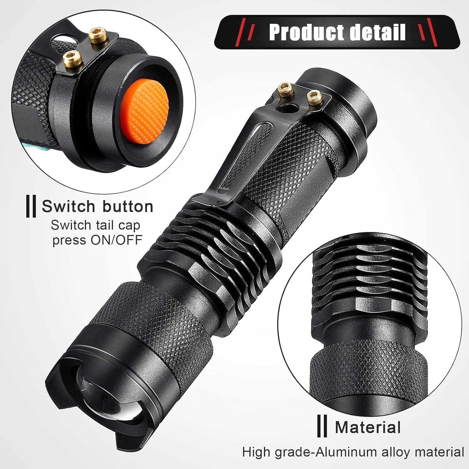 Honoson 3 Pieces Red Light Flashlight LED Single Mode Torch 1 Mode Scalable Red Lens Filter Flashlight for Night Astronomy Aviation Observation Beach Turtle Safe