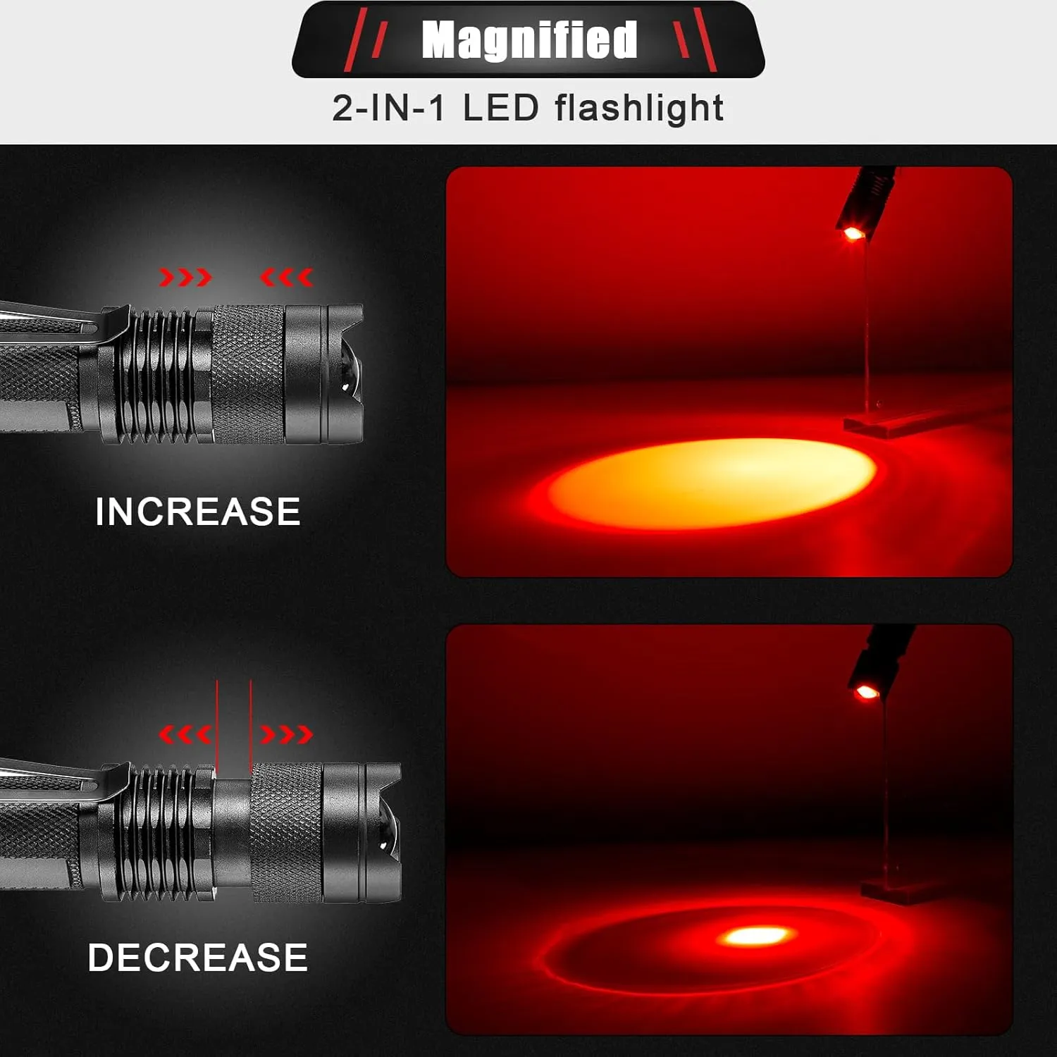 Honoson 3 Pieces Red Light Flashlight LED Single Mode Torch 1 Mode Scalable Red Lens Filter Flashlight for Night Astronomy Aviation Observation Beach Turtle Safe